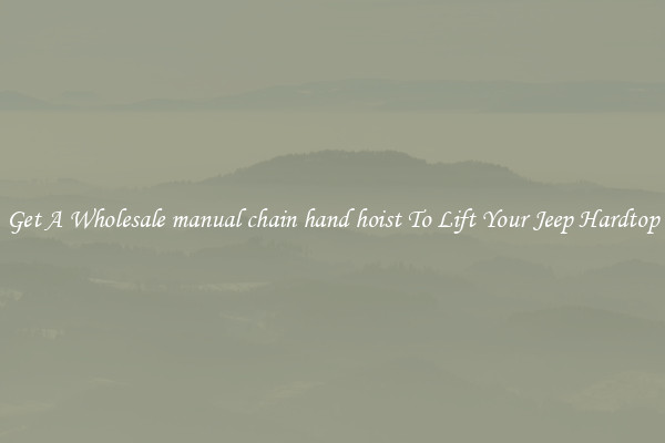 Get A Wholesale manual chain hand hoist To Lift Your Jeep Hardtop