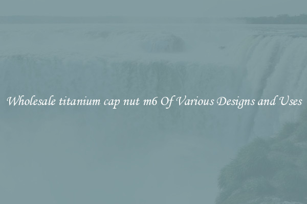 Wholesale titanium cap nut m6 Of Various Designs and Uses